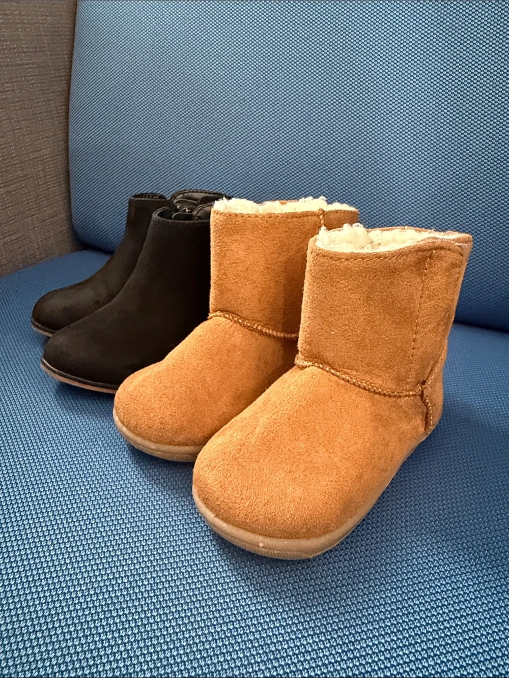 Toddler black Ankle Boots size 6 & Tan Boots size 5 set